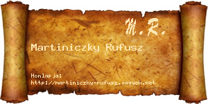 Martiniczky Rufusz névjegykártya